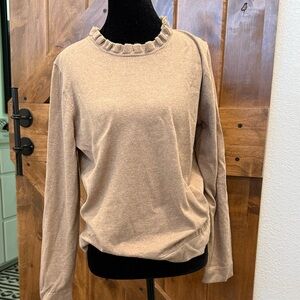 J.Crew Women's Ruffled Neck Tan Sweater Size medium NWT